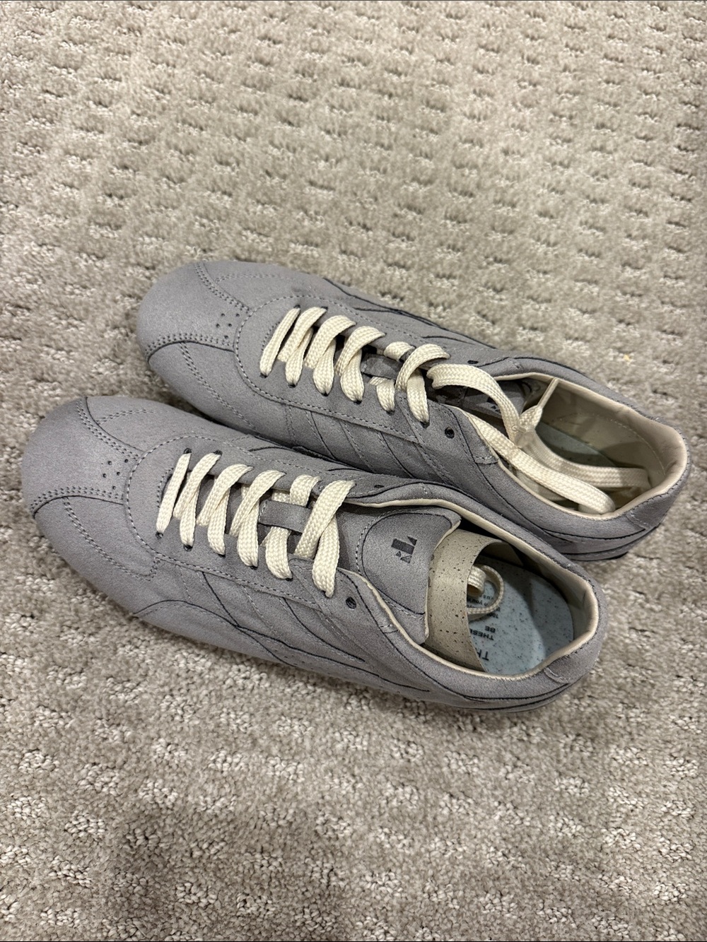 Casual Gray Suede Sneakers with Cream Laces